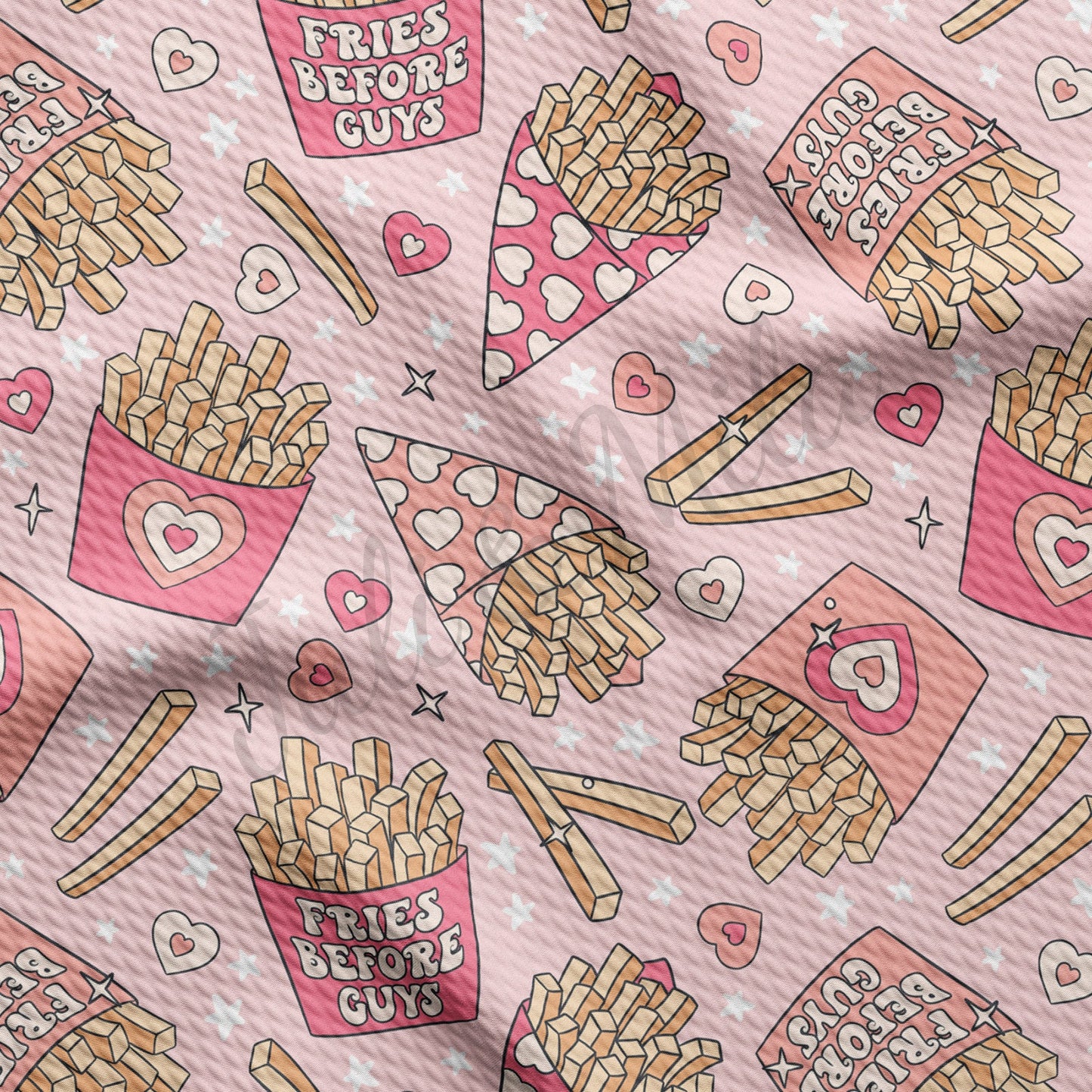 Fries before Guys Valentines Day Bullet Textured Fabric AA1063