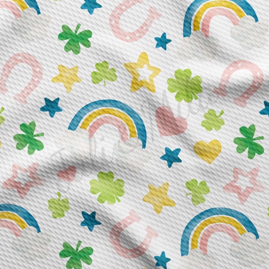 St. Patrick&#39;s Day Printed Liverpool Bullet Textured Fabric by the yard 4Way Stretch Solid Strip Thick Knit Jersey Liverpool Fabric9