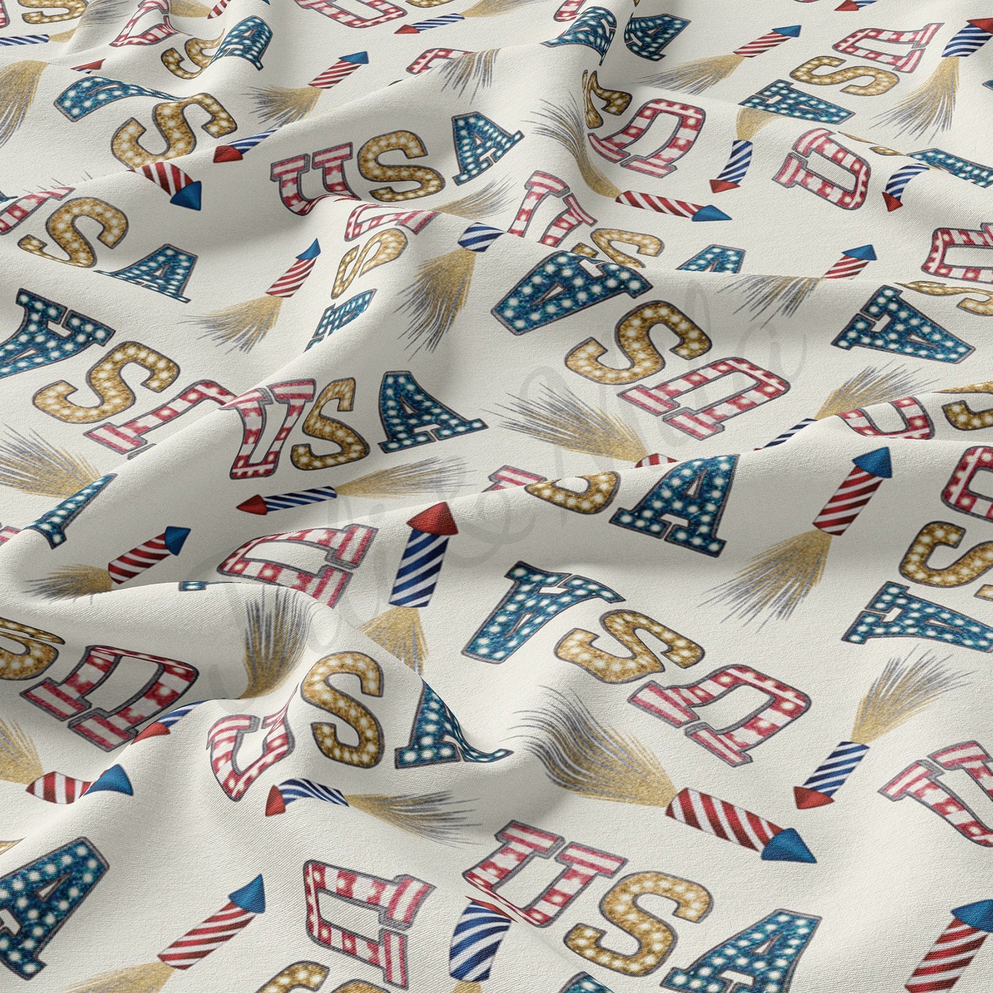 4th of July Patriotic Fabric Double Brushed Polyester DBP1635