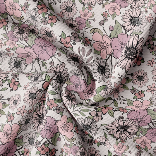 Floral Printed Liverpool Bullet Textured Fabric by the yard AA1617