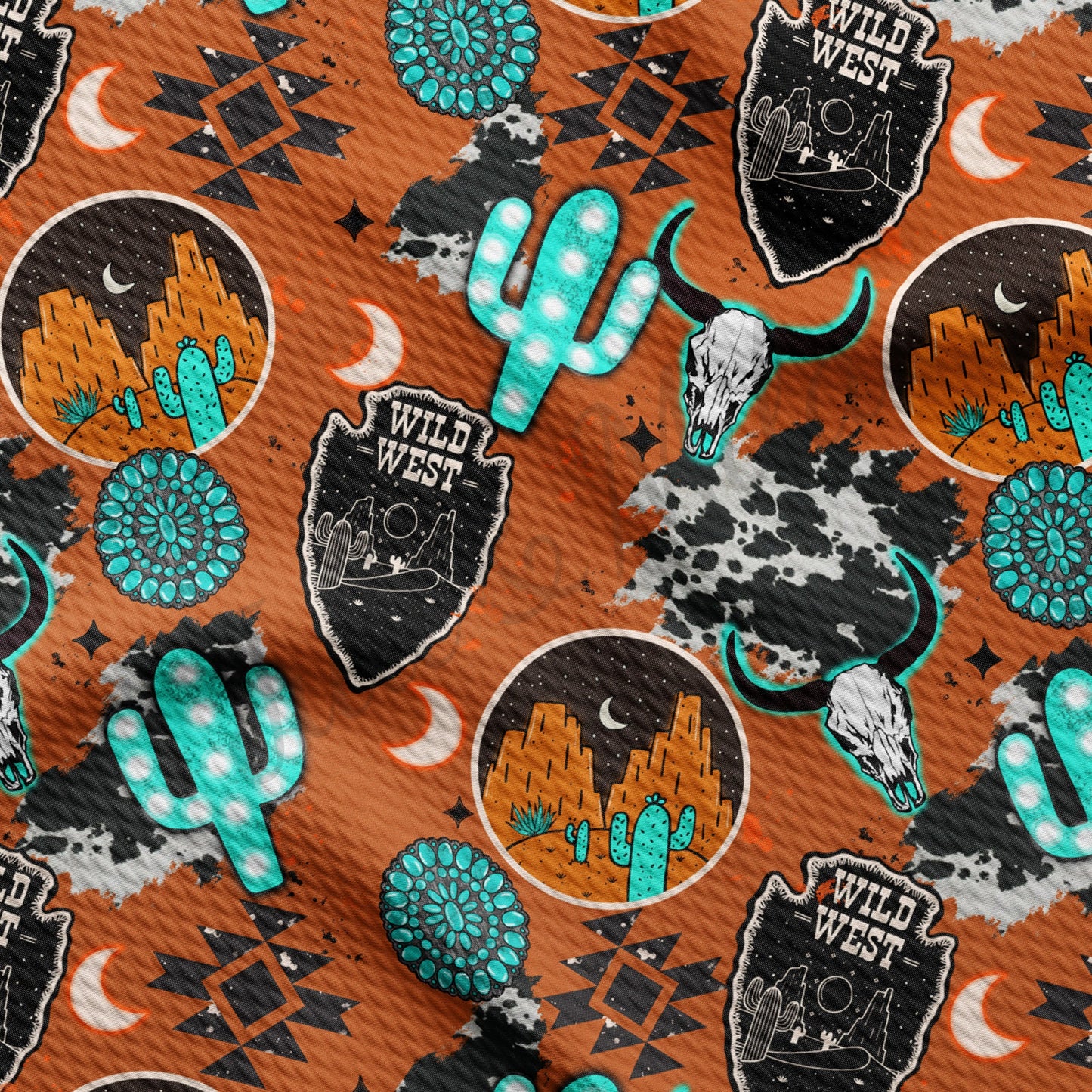 Boho Western Cactus Bullet Textured Fabric by the yard AA1642