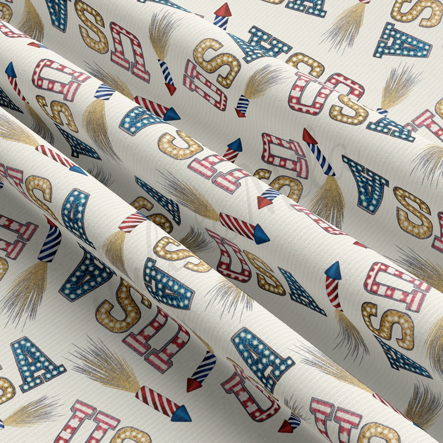 Rib Knit Fabric RBK1635 4th of July Patriotic