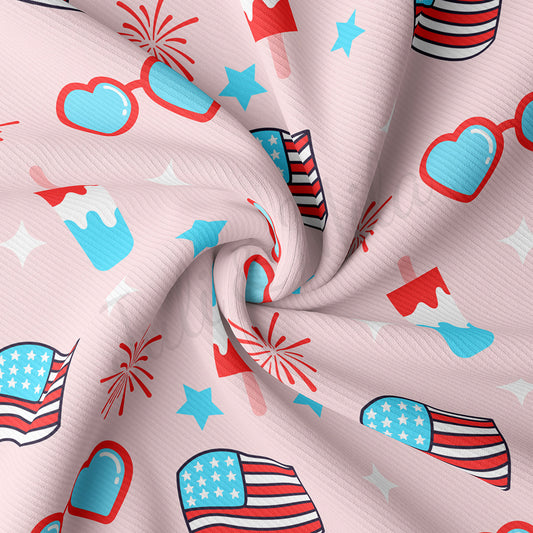 4th of July Patriotic Rib Knit Fabric RBK1781