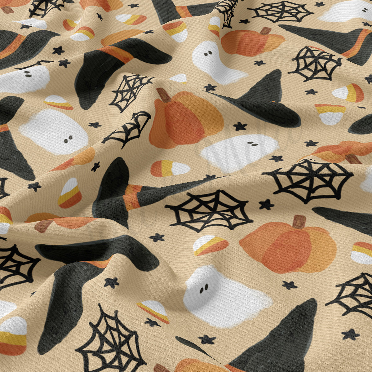 Autumn Fall Halloween Rib Knit Fabric RBK1829