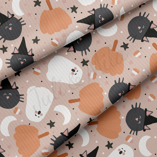 Autumn Fall Halloween Rib Knit Fabric RBK830