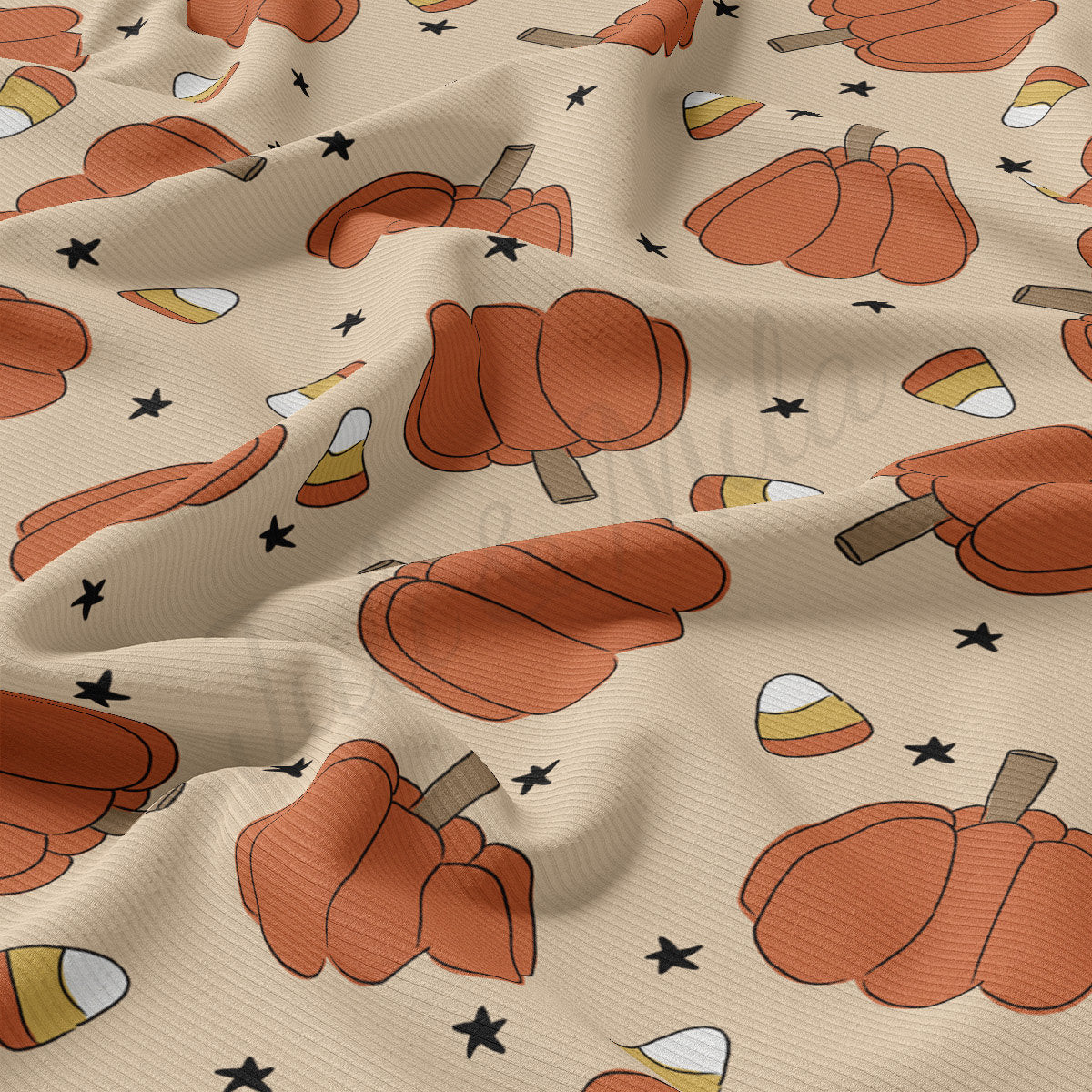 Autumn Fall Halloween Rib Knit Fabric RBK1837