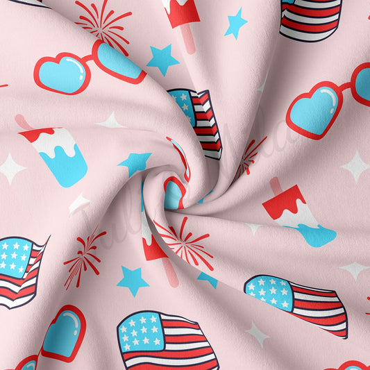 4th of July Patriotic Double Brushed Polyester Fabric DBP1781