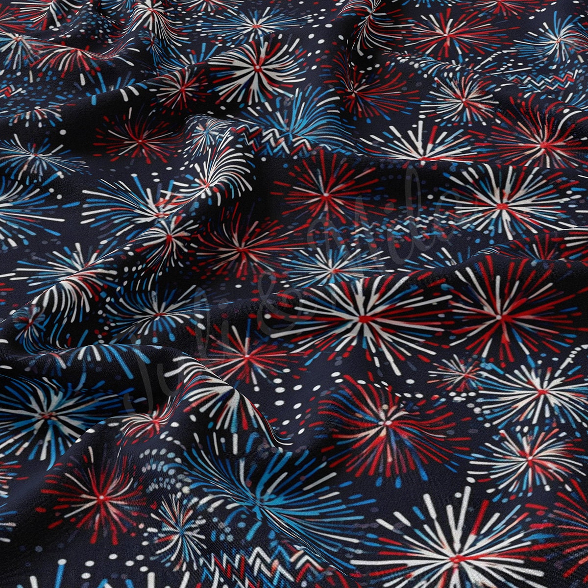 4th of July Patriotic  Double Brushed Polyester Fabric  DBP1793