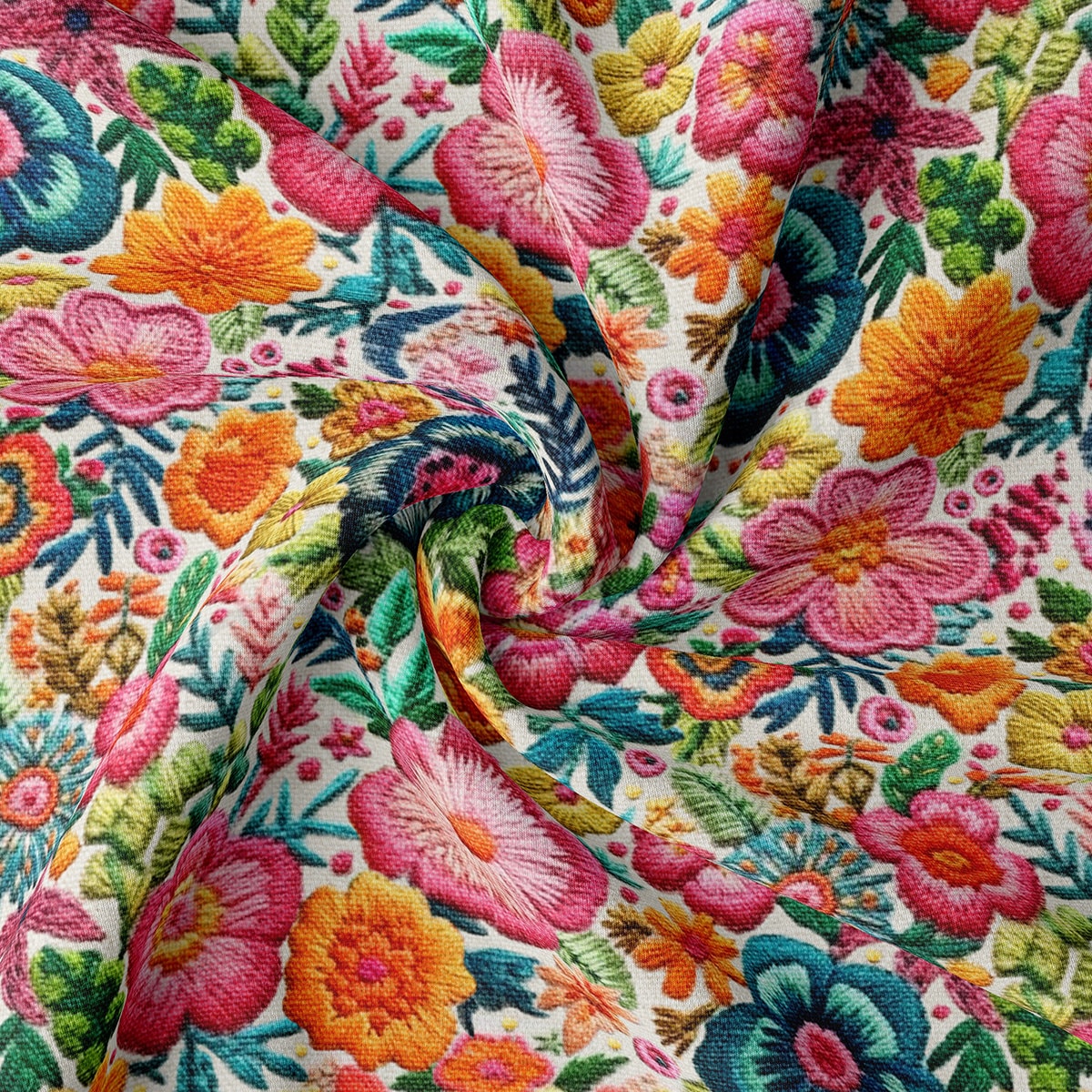 Embroidery Floral Double Brushed Polyester Fabric  DBP1801