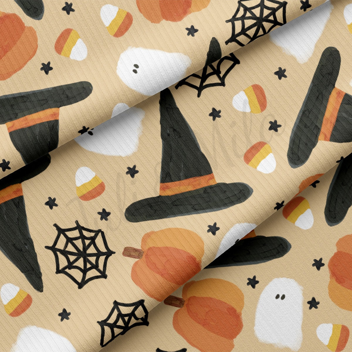 Autumn Fall Halloween Rib Knit Fabric RBK1829