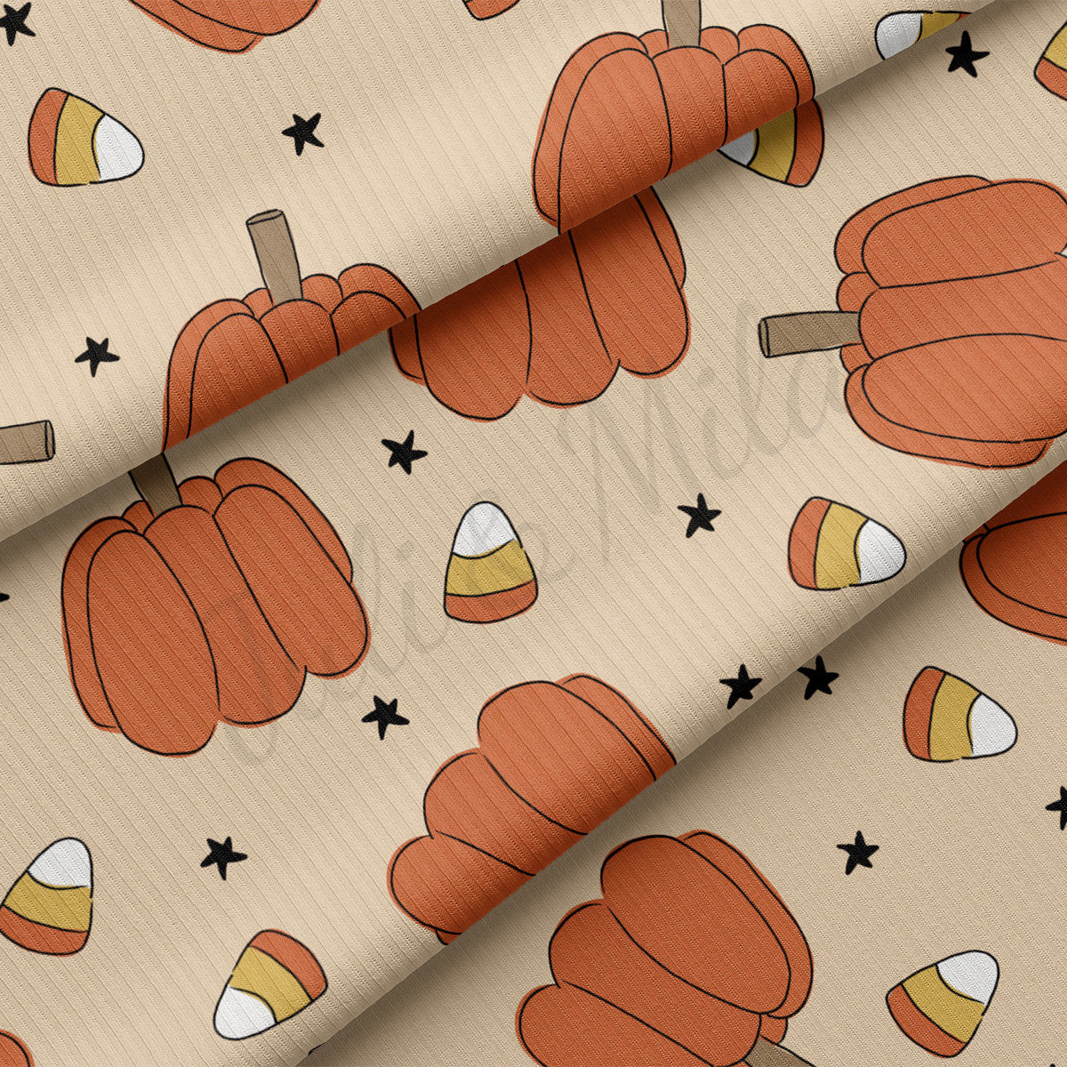 Autumn Fall Halloween Rib Knit Fabric RBK1837