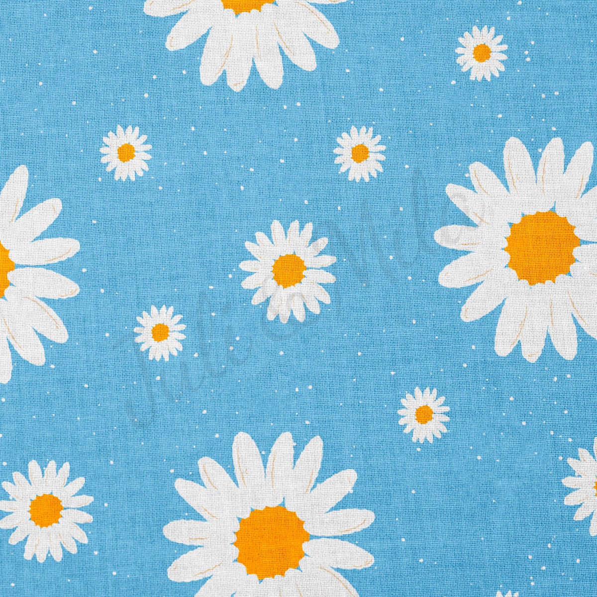 100% Cotton Fabric By the Yard Printed in USA Cotton Sateen -  Cotton blue camomiles