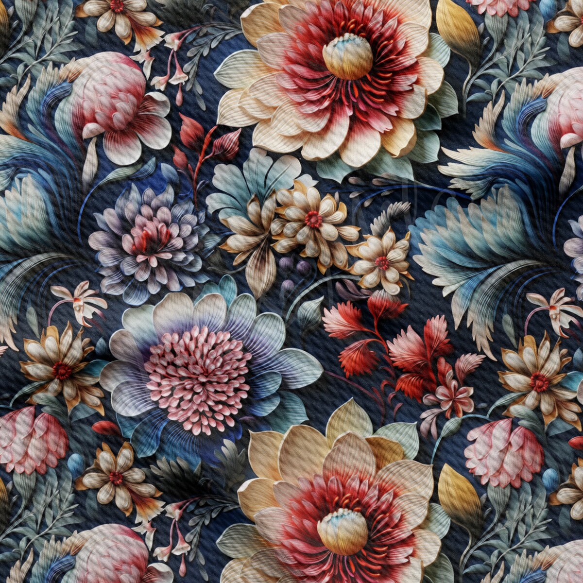 Floral Bullet Textured Fabric AA1919 flowers Embroidery