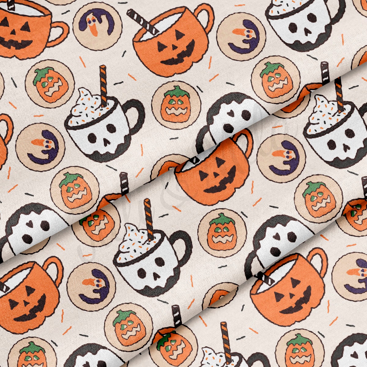 100% Cotton Fabric By the Yard Printed in USA Cotton Sateen -  Cotton Halloween  СTN1874