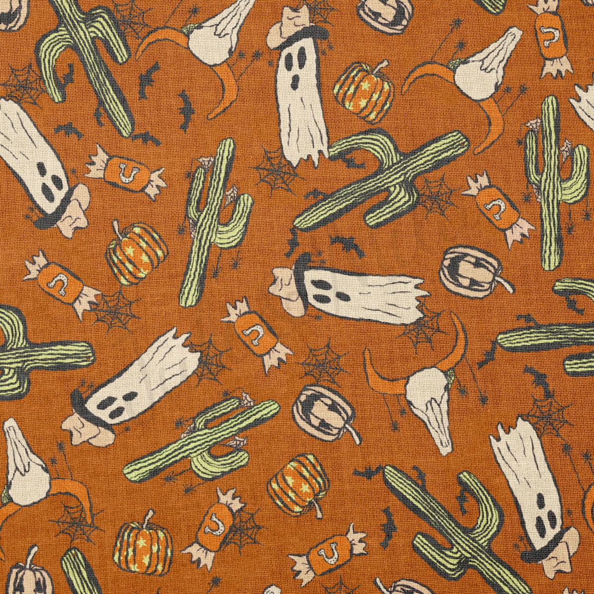 100% Cotton Fabric By the Yard Printed in USA Cotton Sateen -  Cotton Halloween  СTN1880