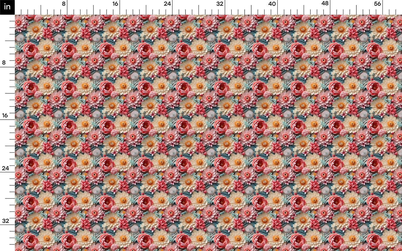 Floral  Bullet Textured Fabric AA1920 flowers Embroidery