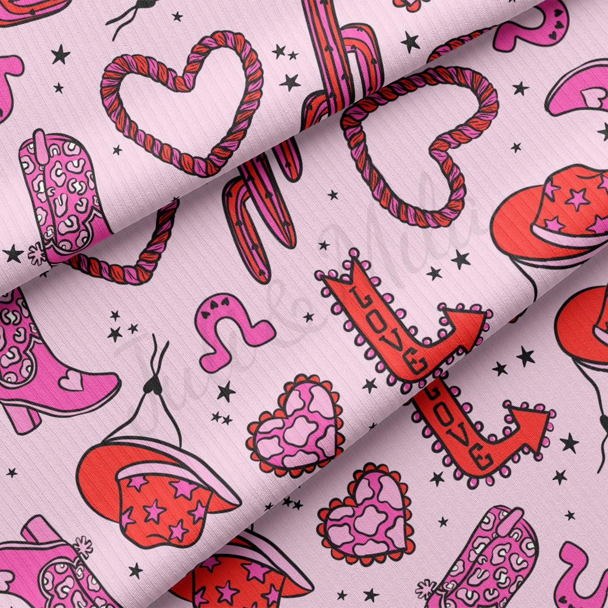 Rib Knit Fabric RBK2214 Valentine&#39;s Day