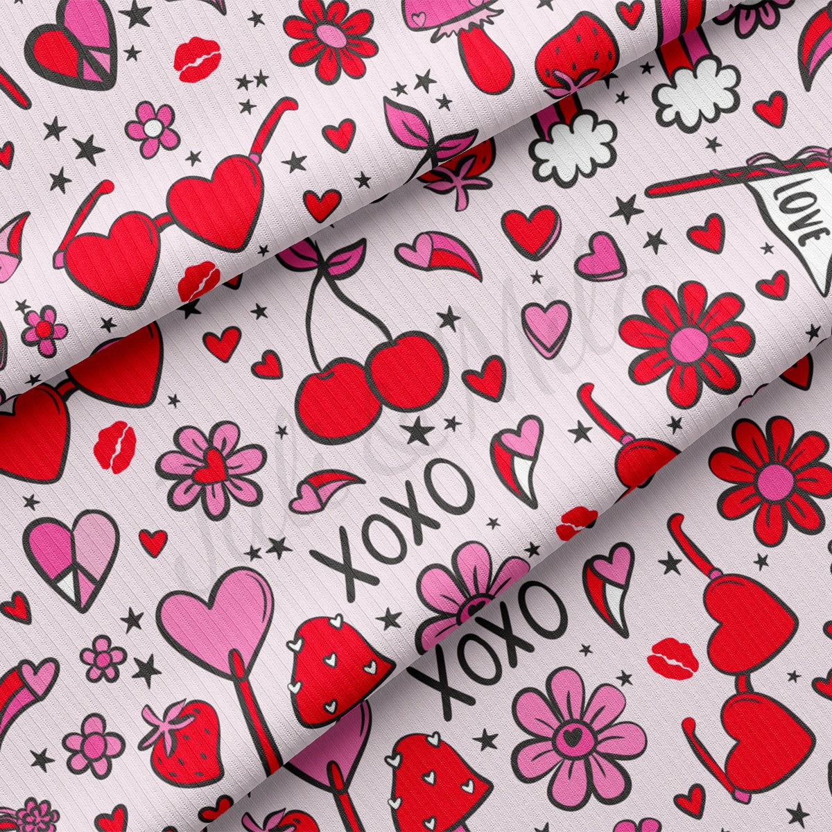 Rib Knit Fabric RBK2246 Valentine's Day