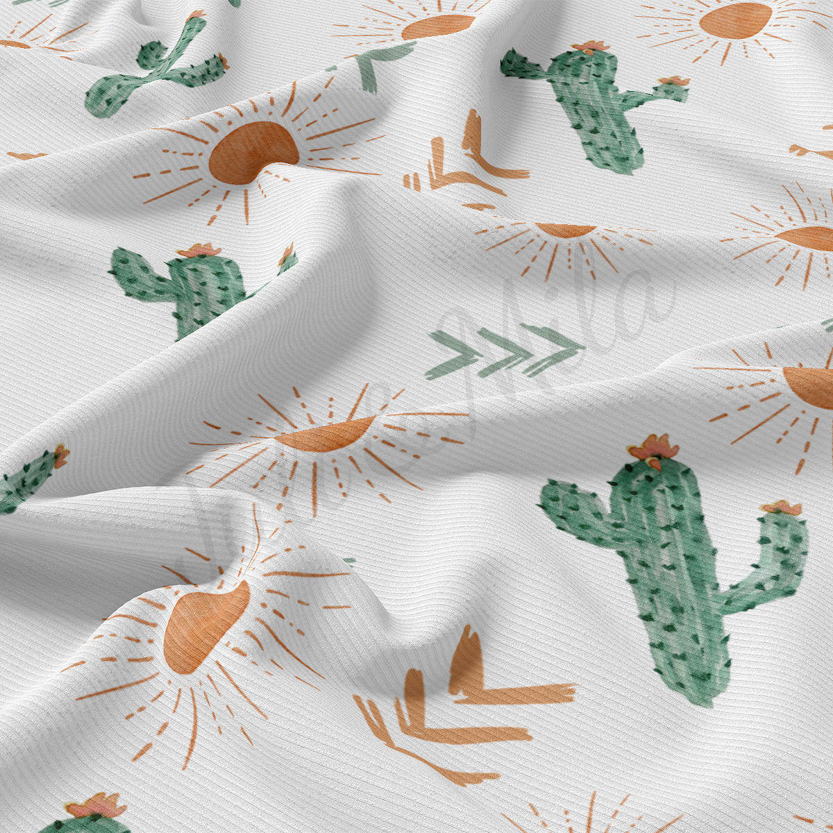 Rib Knit Fabric RBK2328 Western Boho Cactus