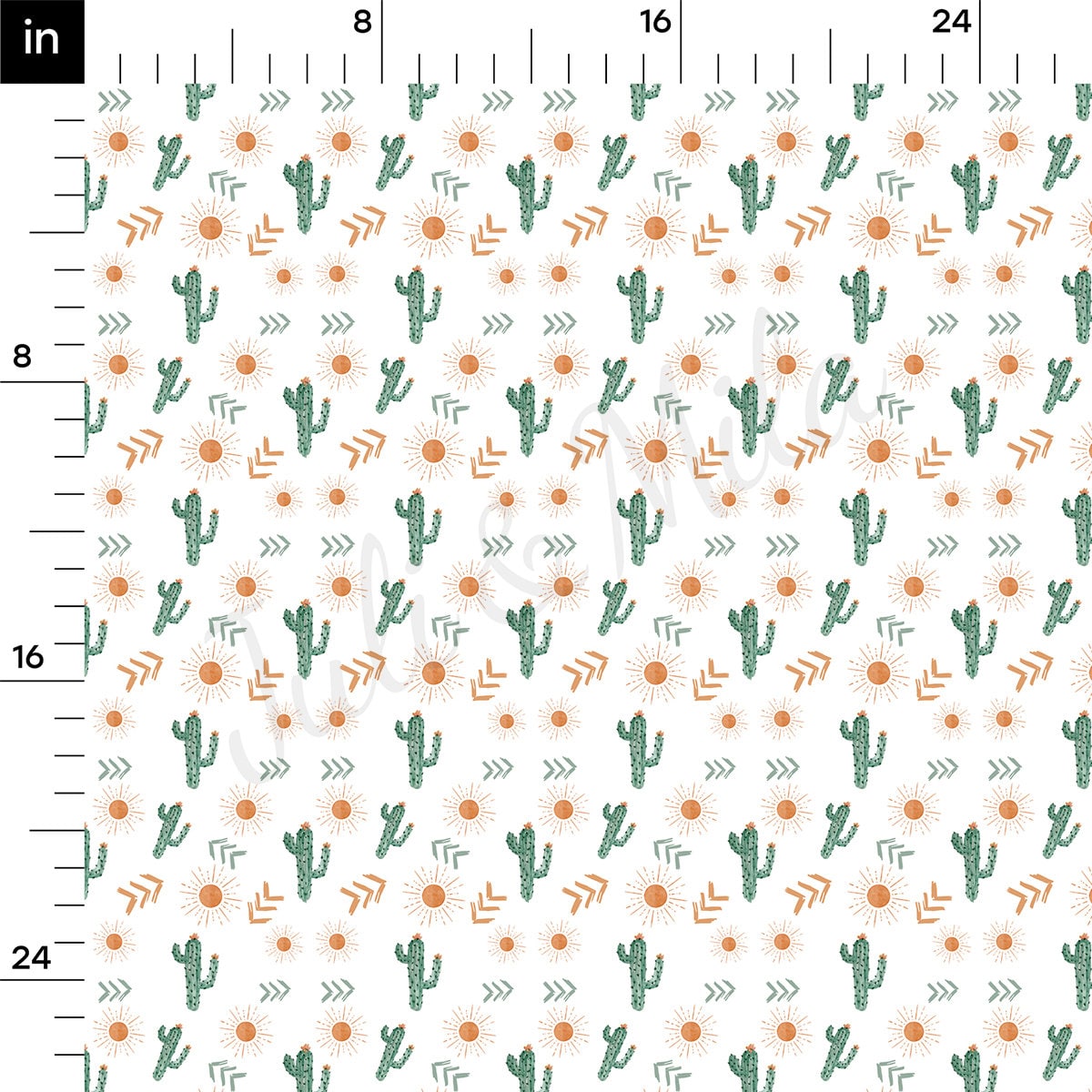 Rib Knit Fabric RBK2328 Western Boho Cactus