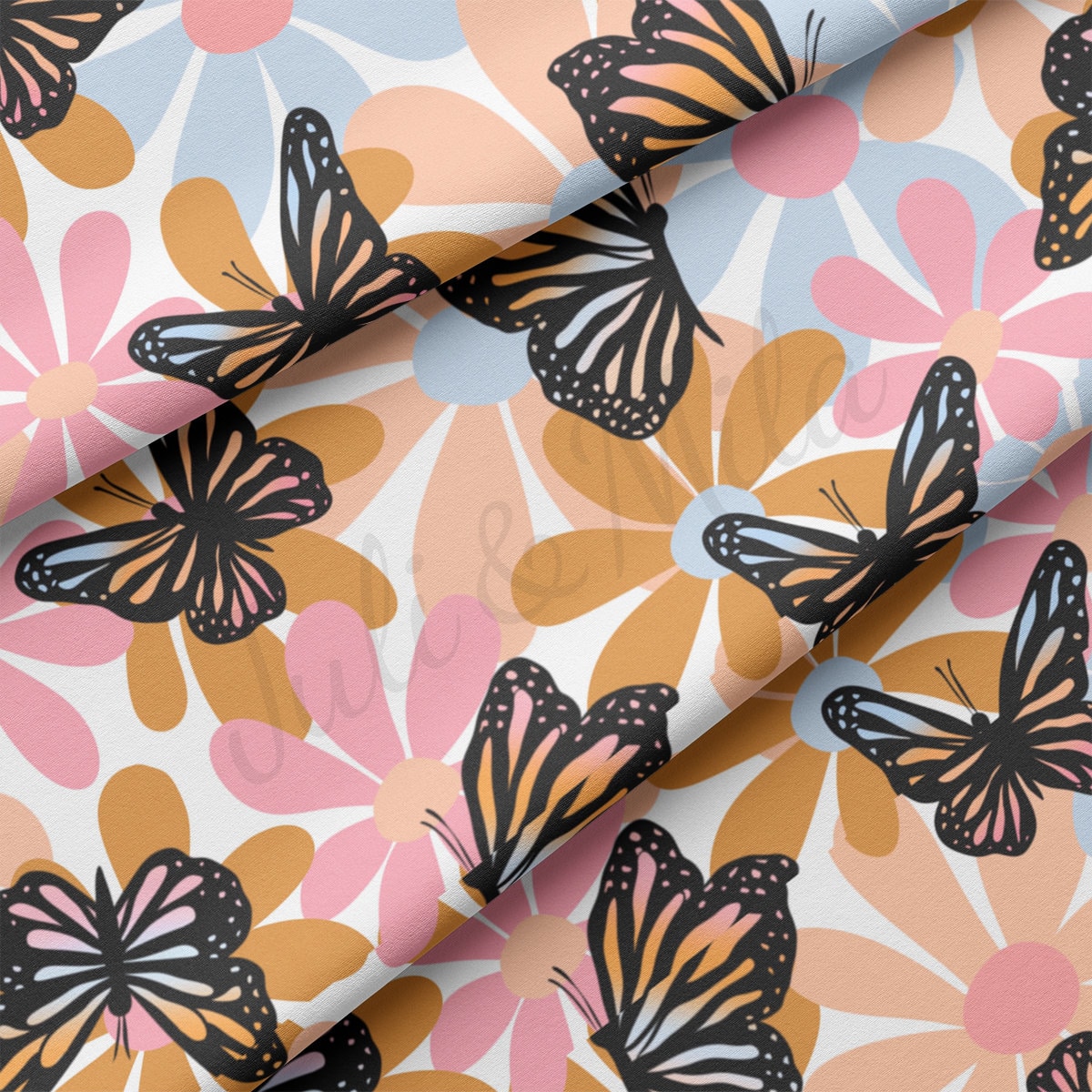 DBP Fabric Double Brushed Polyester DBP2262 Butterflies